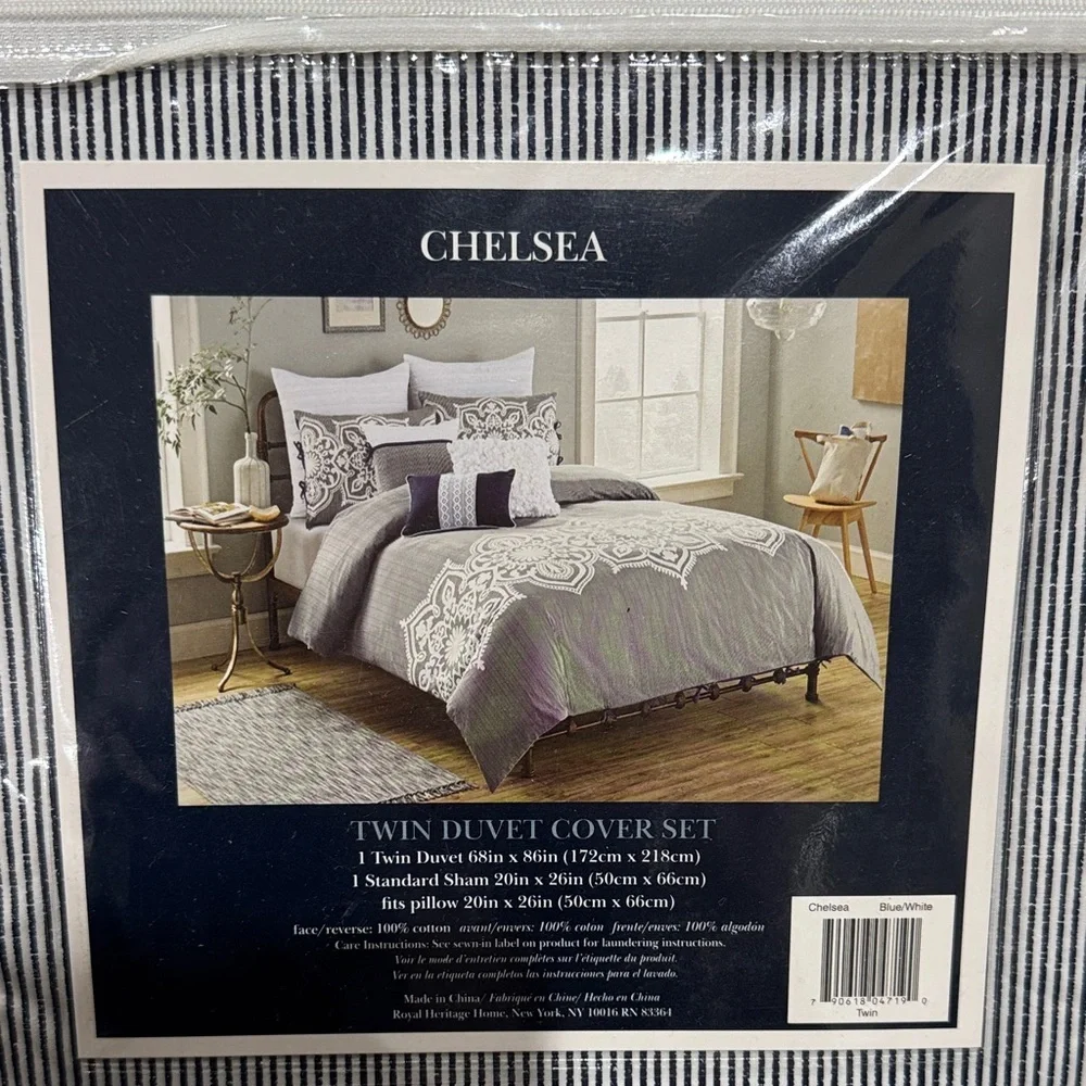 Chelsea Twin Duvet Cover Set - navy